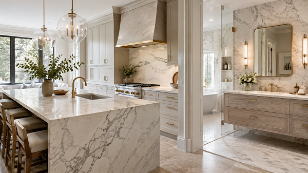 How Marble and Quartz Colors Can Shape a Timeless Kitchen or Bathroom